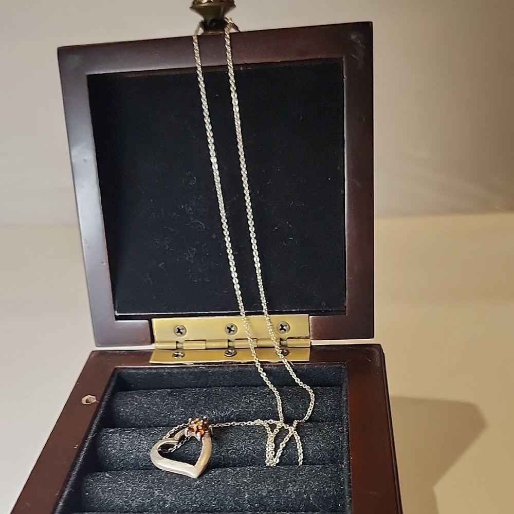 925 Silver Necklace With Pandent(heart)19"